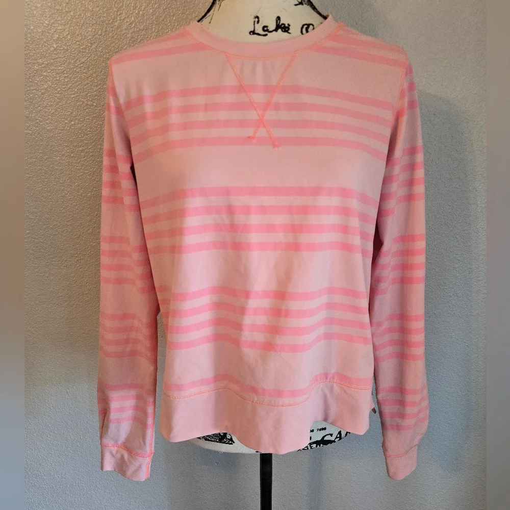 Lululemon Run Warm Up Crew Long Sleeve Ocean Stripe Bleached Coral, 10
